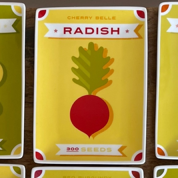 CRATE & BARREL 6 Small Plates for Gourmet Dishes Vegetables Fruits Picture Nice! - Picture 4 of 11